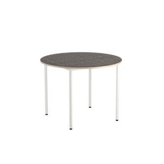 12:38 bord akustik optimal linoleum rundt Ø120 cm hvidt understel