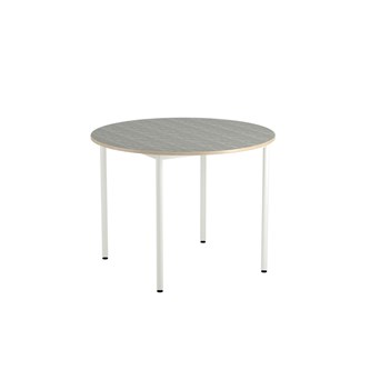 12:38 bord akustik optimal linoleum rundt Ø120 cm hvidt understel