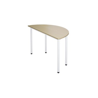 12:38 FSC bord akustik optimal laminat halvrundt 120-60 cm hvidt understel