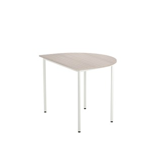 12:38 FSC bord akustik optimal laminat halvrundt 120-90 cm hvidt understel