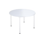 12:38 FSC bord akustik optimal laminat rundt Ø120 cm hvidt understel