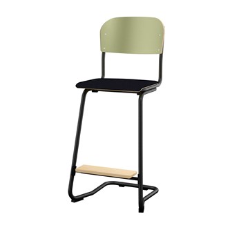 Matte FSC stol sh 63 cm stort sæde sort stel