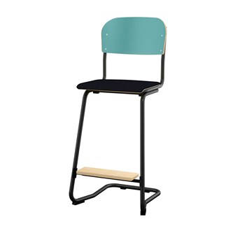Matte FSC stol sh 63 cm stort sæde sort stel