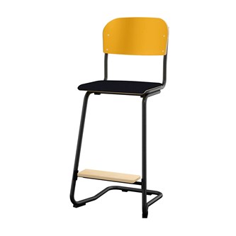 Matte FSC stol sh 63 cm stort sæde sort stel