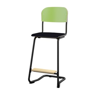 Matte FSC stol sh 63 cm stort sæde sort stel