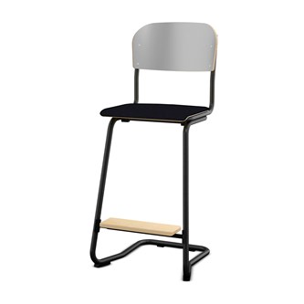 Matte FSC stol sh 63 cm stort sæde sort stel