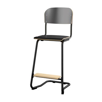Matte FSC stol sh 63 cm stort sæde sort stel