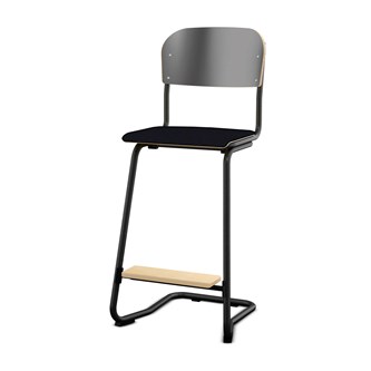 Matte FSC stol sh 63 cm stort sæde sort stel