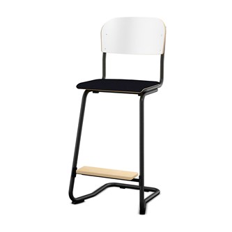 Matte FSC stol sh 63 cm stort sæde sort stel