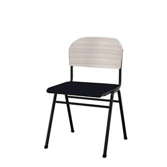 Matte FSC stol sh 44 cm stort sæde sort stel