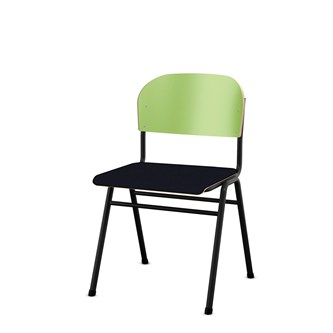 Matte FSC stol sh 44 cm stort sæde sort stel