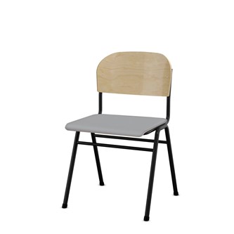 Matte FSC stol sh 44 cm stort sæde sort stel