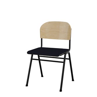 Matte FSC stol sh 44 cm stort sæde sort stel
