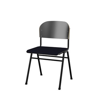 Matte FSC stol sh 44 cm stort sæde sort stel