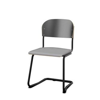 Matte FSC stol sh 45 cm stort sæde sort stel