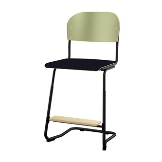 Matte FSC stol sh 57/63 cm stort sæde sort stel