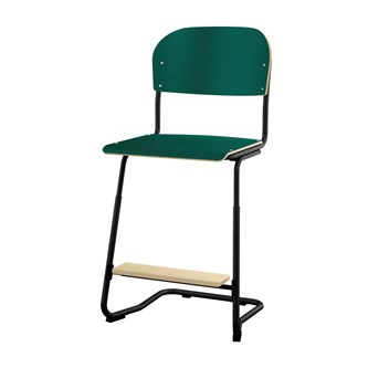Matte FSC stol sh 57/63 cm stort sæde sort stel