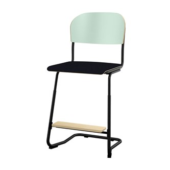 Matte FSC stol sh 57/63 cm stort sæde sort stel
