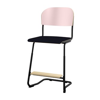 Matte FSC stol sh 57/63 cm stort sæde sort stel