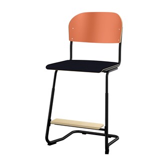 Matte FSC stol sh 57/63 cm stort sæde sort stel