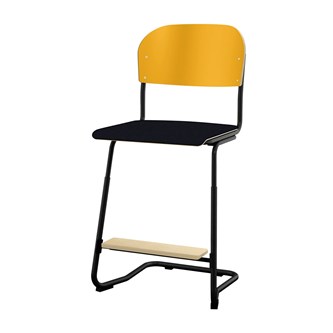 Matte FSC stol sh 57/63 cm stort sæde sort stel
