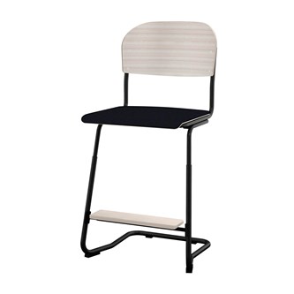 Matte FSC stol sh 57/63 cm stort sæde sort stel