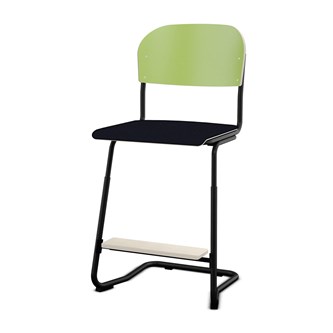 Matte FSC stol sh 57/63 cm stort sæde sort stel