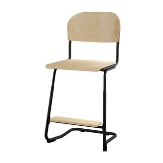 Matte FSC stol sh 57/63 cm stort sæde sort stel