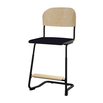 Matte FSC stol sh 57/63 cm stort sæde sort stel
