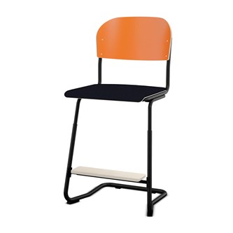 Matte FSC stol sh 57/63 cm stort sæde sort stel