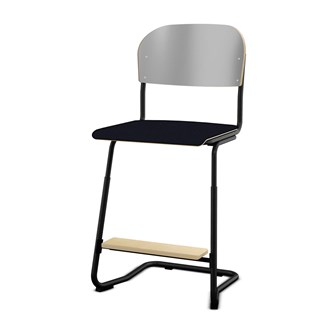 Matte FSC stol sh 57/63 cm stort sæde sort stel