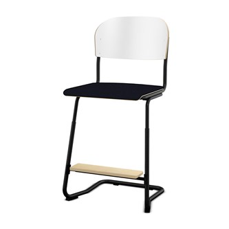 Matte FSC stol sh 57/63 cm stort sæde sort stel