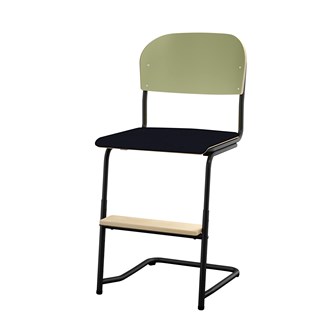 Matte FSC stol sh 45/63 cm stort sæde sort stel