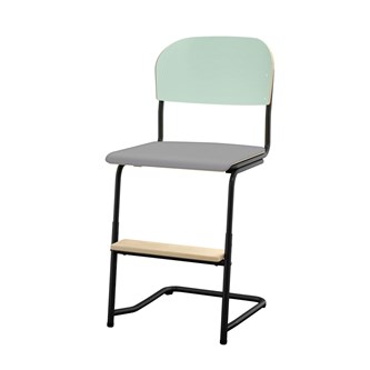 Matte FSC stol sh 45/63 cm stort sæde sort stel