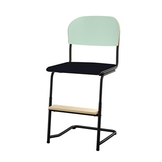 Matte FSC stol sh 45/63 cm stort sæde sort stel