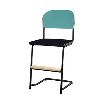 Matte FSC stol sh 45/63 cm stort sæde sort stel
