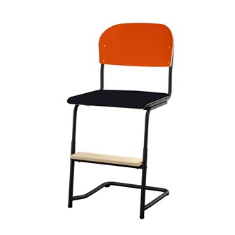 Matte FSC stol sh 45/63 cm stort sæde sort stel
