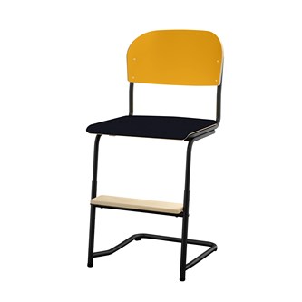 Matte FSC stol sh 45/63 cm stort sæde sort stel