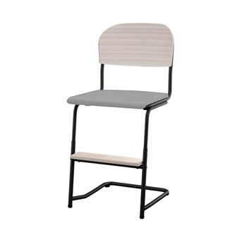 Matte FSC stol sh 45/63 cm stort sæde sort stel