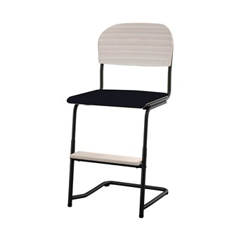 Matte FSC stol sh 45/63 cm stort sæde sort stel