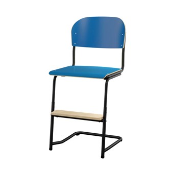 Matte FSC stol sh 45/63 cm stort sæde sort stel