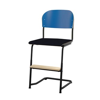 Matte FSC stol sh 45/63 cm stort sæde sort stel