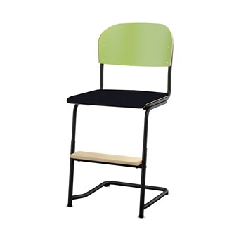 Matte FSC stol sh 45/63 cm stort sæde sort stel