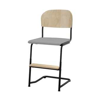 Matte FSC stol sh 45/63 cm stort sæde sort stel