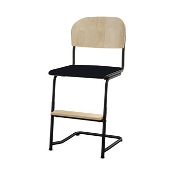 Matte FSC stol sh 45/63 cm stort sæde sort stel