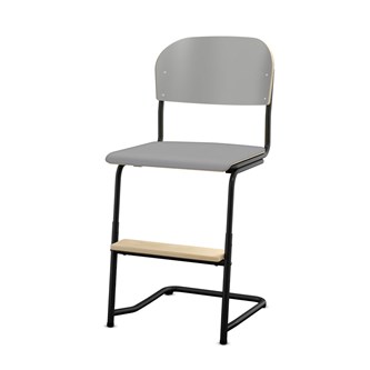 Matte FSC stol sh 45/63 cm stort sæde sort stel