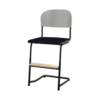 Matte FSC stol sh 45/63 cm stort sæde sort stel
