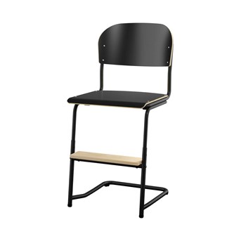 Matte FSC stol sh 45/63 cm stort sæde sort stel