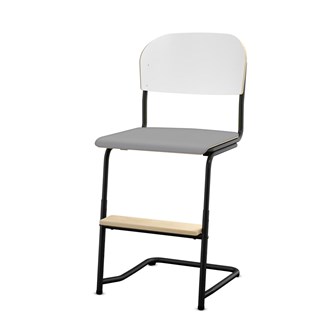 Matte FSC stol sh 45/63 cm stort sæde sort stel