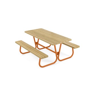 Rørvik picnicbord fyrretræ lakeret stel 160x70 H72 cm
